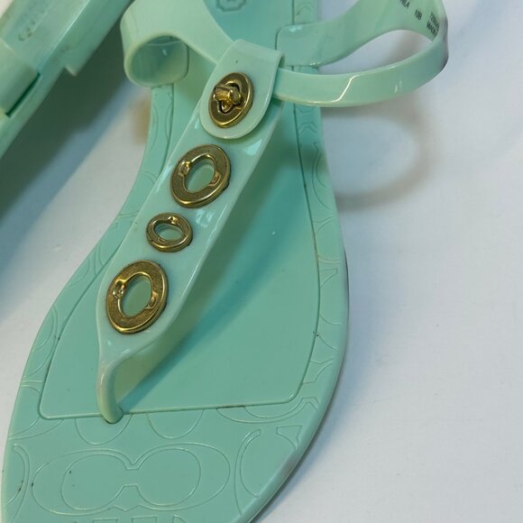 Coach Phila Jelly Sandles Mint Green Size 10B Nice - Picture 2 of 8